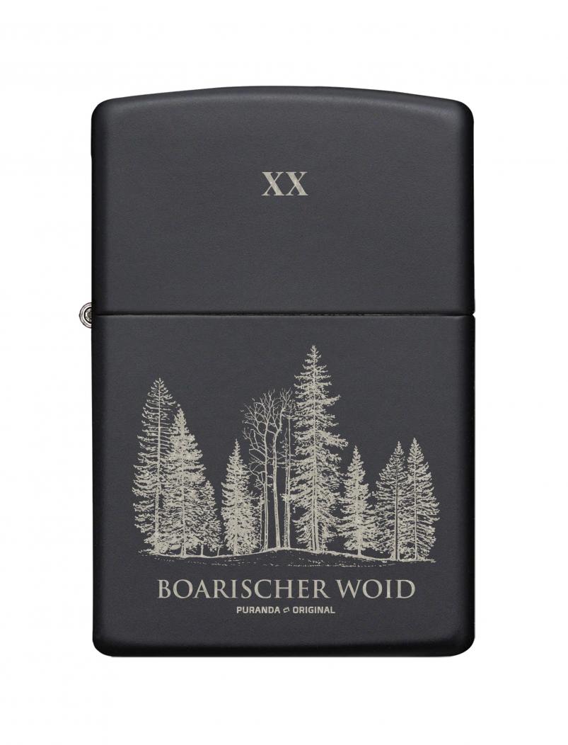 puranda Zippo - BOARISCHER WOID - matt schwarz - Emblem